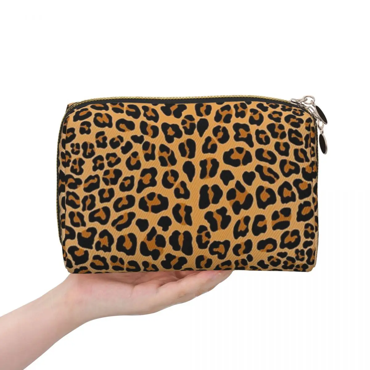 Leopard Print Women Cosmetic Bags Travel Makeup Organizer Pouch Toiletry Storage Dopp Kit Box