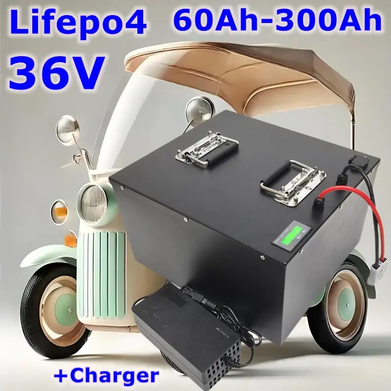 

36V 60Ah 80Ah 100Ah 120Ah 150Ah 200Ah 300ah LifePo4 Batterypack,with BMS for 3000w Golf Cart, Electric Vehicle+43.8V Charger