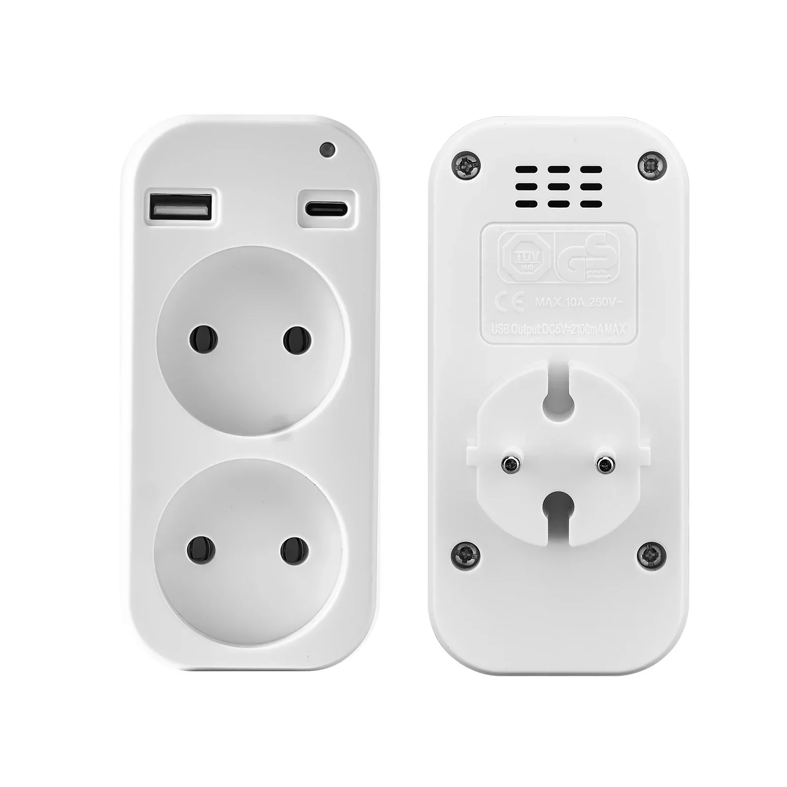 نوع C USB مخرج محول القابس مقبس مزدوج للهاتف تهمة نوع C منفذ USB 5 فولت 2A Usb Electrique المخرج Ft1 Z-01