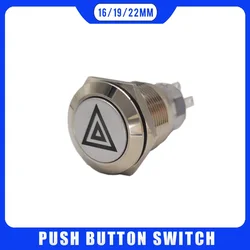 Hazard Warning Indicator Light Switch Button 16mm 19mm 22mm Metal Push Button Switch 12V 24V 220V symbol can be customized