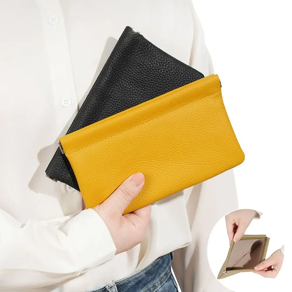 Portable PU Leather Wallet Automatic Closed Large Capacity Makeup Bag Ultra-thin Money Bag For Women Lady Girl Gift