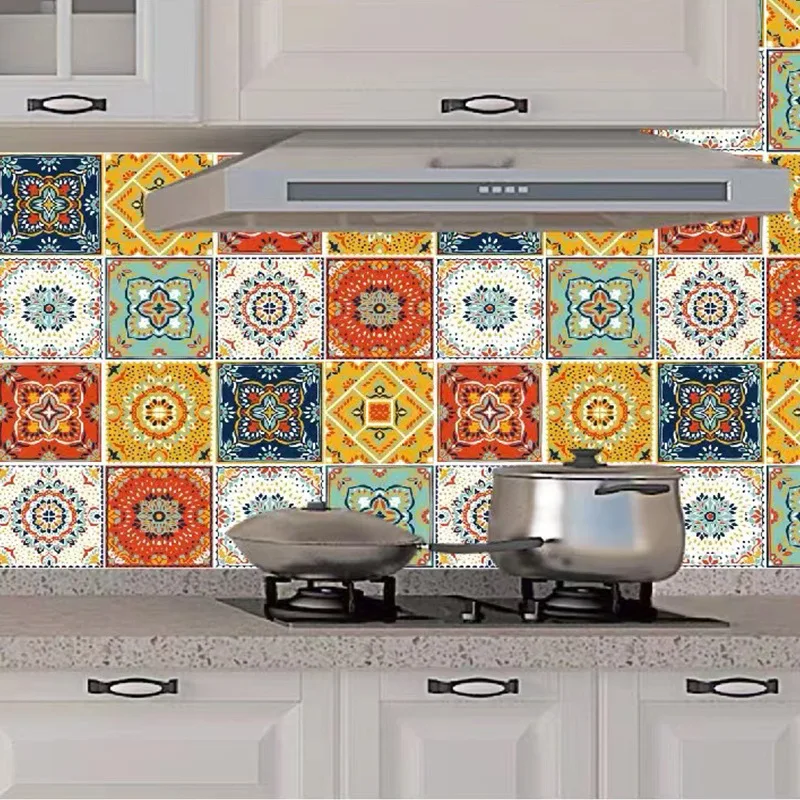 40cm American wall sticker mosaic self-adhesive waterproof oil proof wallpaper stove kitchen furniture renovation wall sticker
