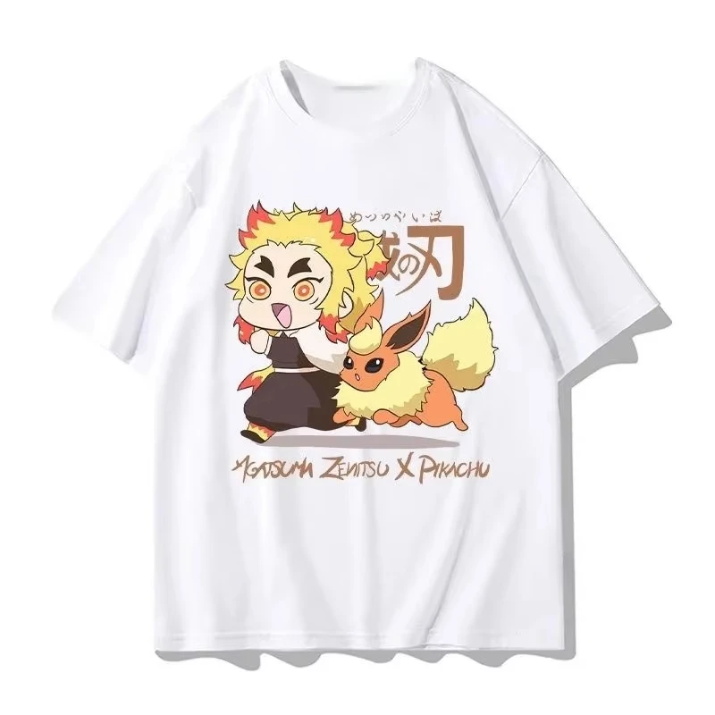 2026 Summer Demon Slayer Blade Mon Immortal Kawashiya X Yei Bu Co Branded Printed Cotton Loose T-shirt, Unisex Top