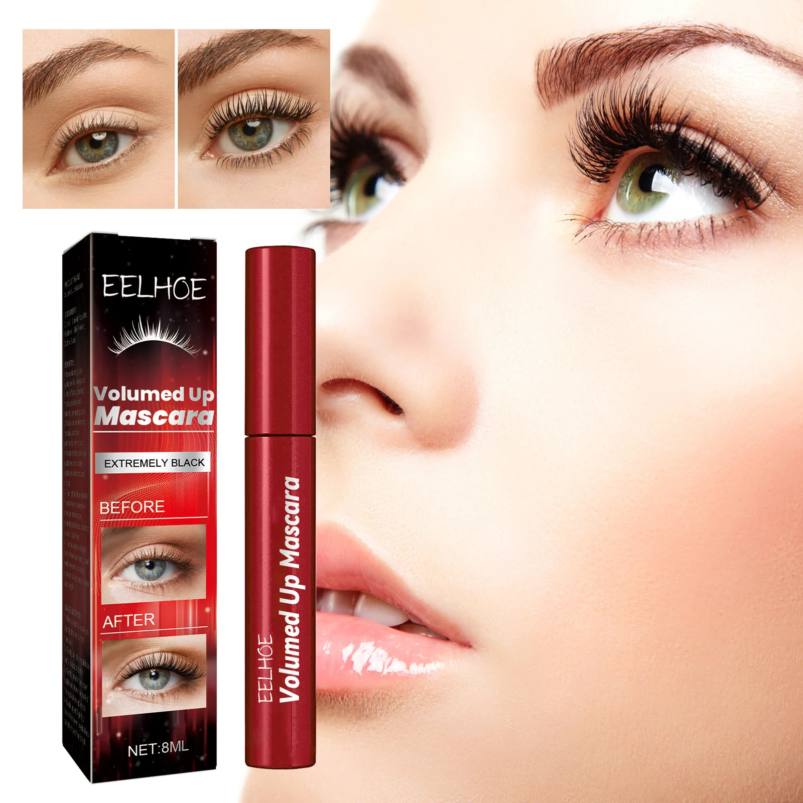 Peelhoe Size Mascara Verlenging Wimper Verlenging Langdurige Waterdichte Wimper Zwarte Wimpers Maken 4d Zijden Vezel Mascara