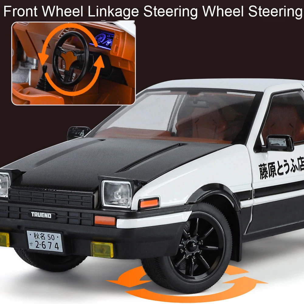 1:18 TRUENO AE86 Land Cruiser LC300 Model Speelgoed Diecast Autodeur Geopend Geluid Licht Trek Voorwiel Stuurvoertuig Kid Gift