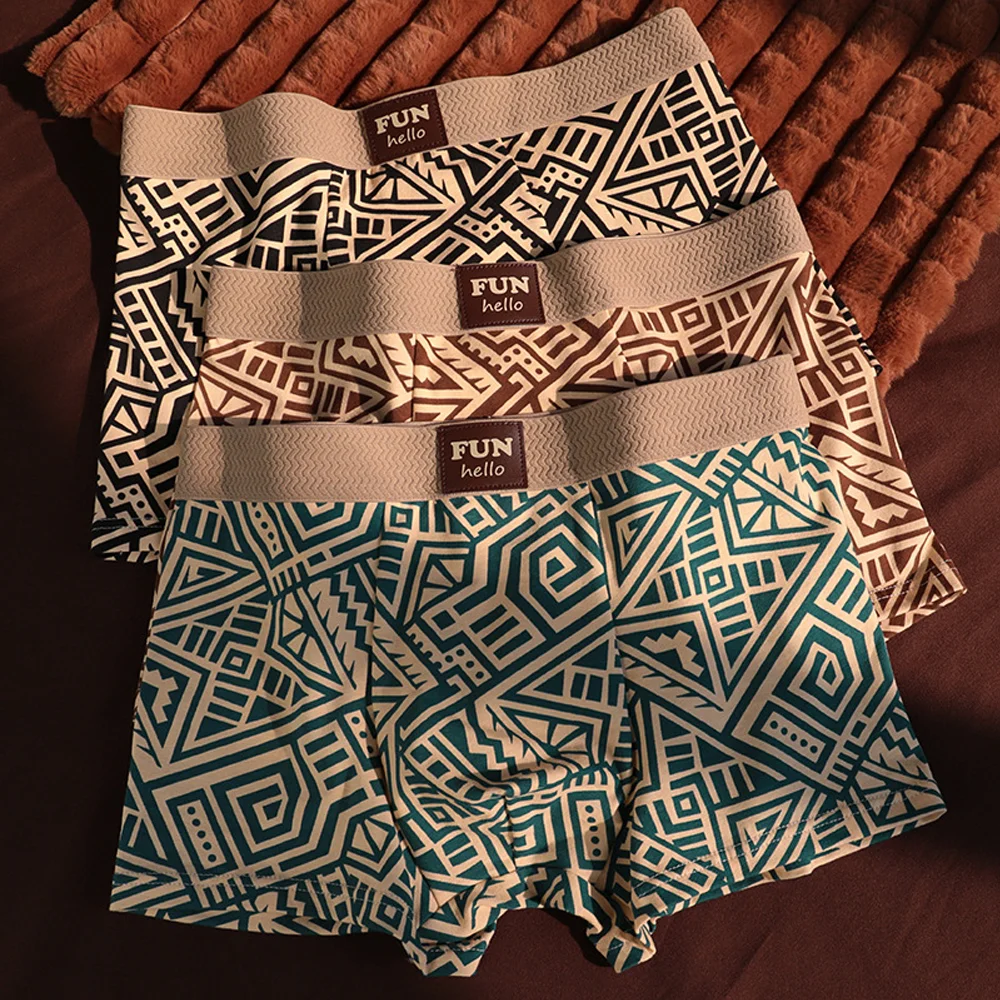 

Мужские боксеры в американском ретро-стиле с этническим принтом, дышащие, комфортные, нижнее белье