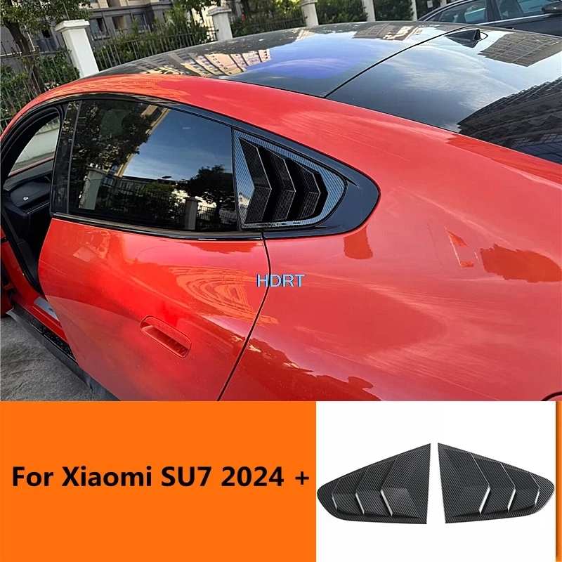 Car Style Rear Window Side Spoiler Blind Trim Triangle Louver Sunshade Cover Accessories Exterior Sticker For Xiaomi SU7 2024 +