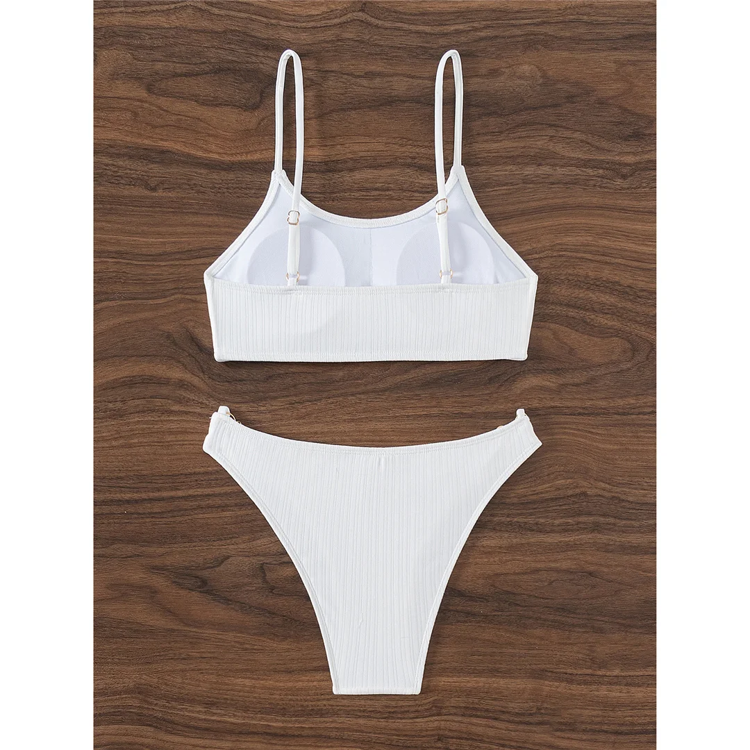Metallketten, hoch geschnittenes Bein, brasilianischer Bikini, Damen-Badeanzug, zweiteiliges Bikini-Set, Badebekleidung, Badeanzug, Schwimmkleidung V6009 – Detail 10