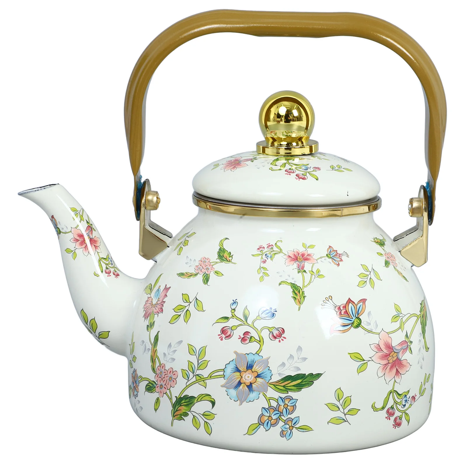 

Enamel Tea Pot 1L Large Flower Stovetop Kettle For Party Camping Home Use Handle Water Kettle Kitchen Bar