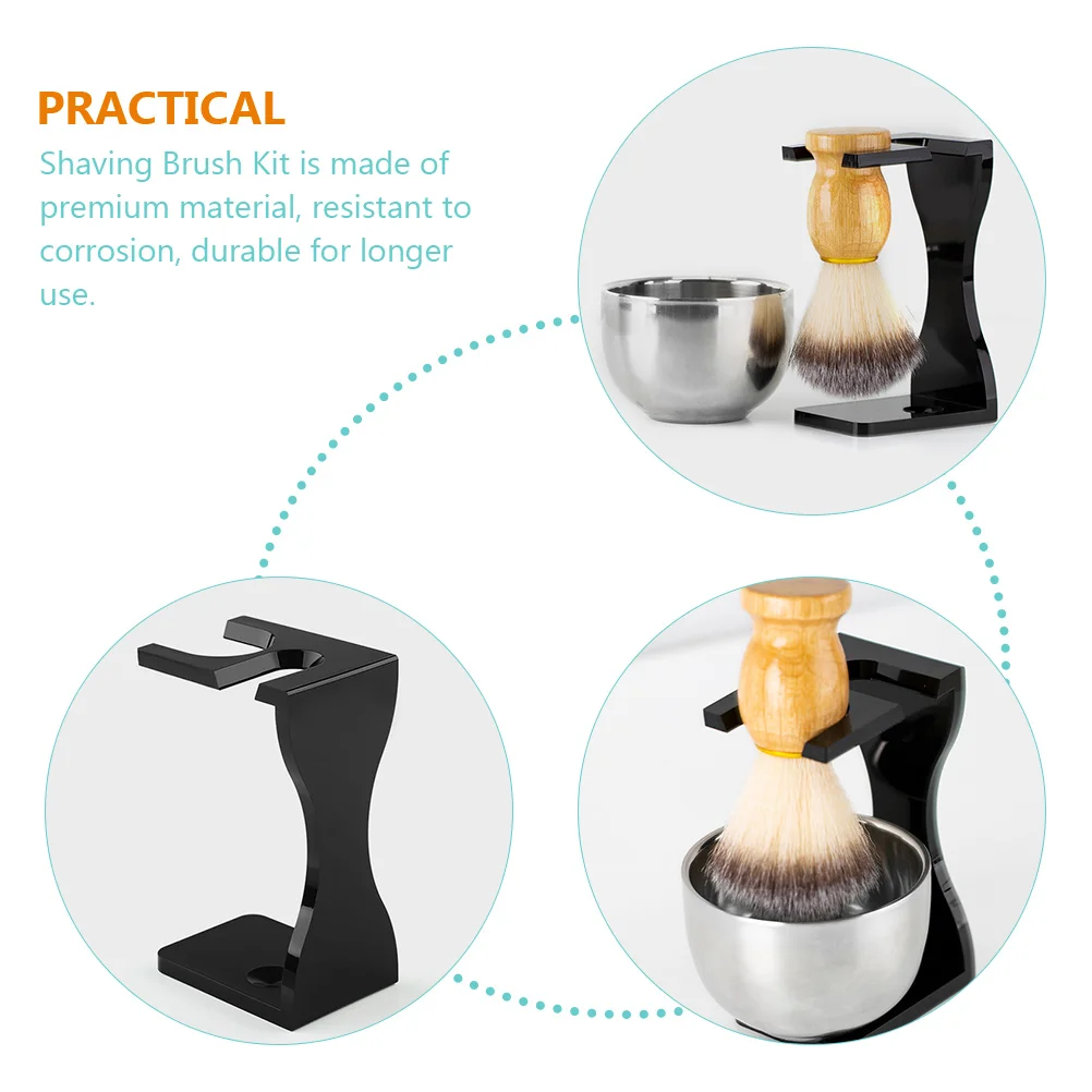 1 مجموعة 1 مجموعة فرشاة حامل حامل الحلاقة الاكريليك وعاء من الفولاذ المقاوم للصدأ فرشاة اللحية رف أداة الحلاقة حامل لوازم الحلاقة