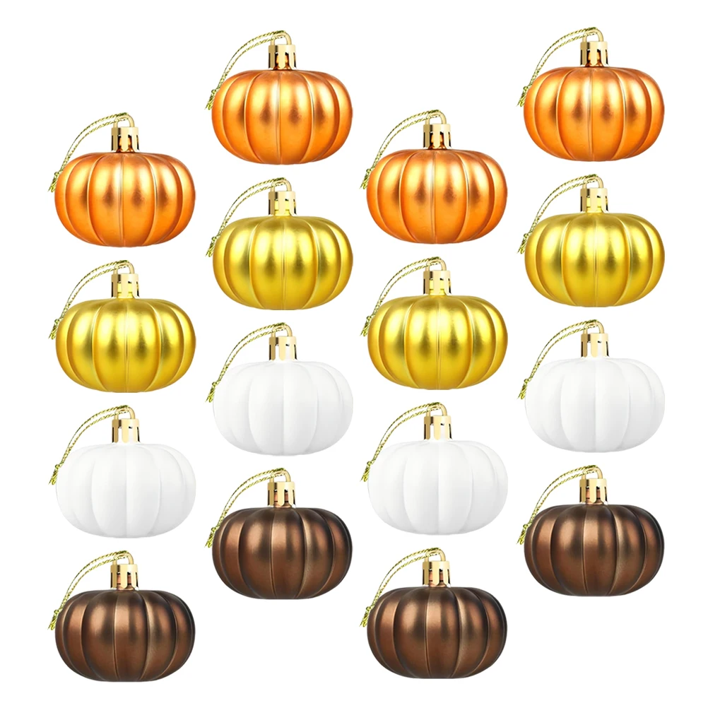 

24Pcs Pumpkin Hanging Ornaments Fall Decor Plastic Pumpkins Thanksgiving Halloween Tree Decorations Decorative Pumpkins