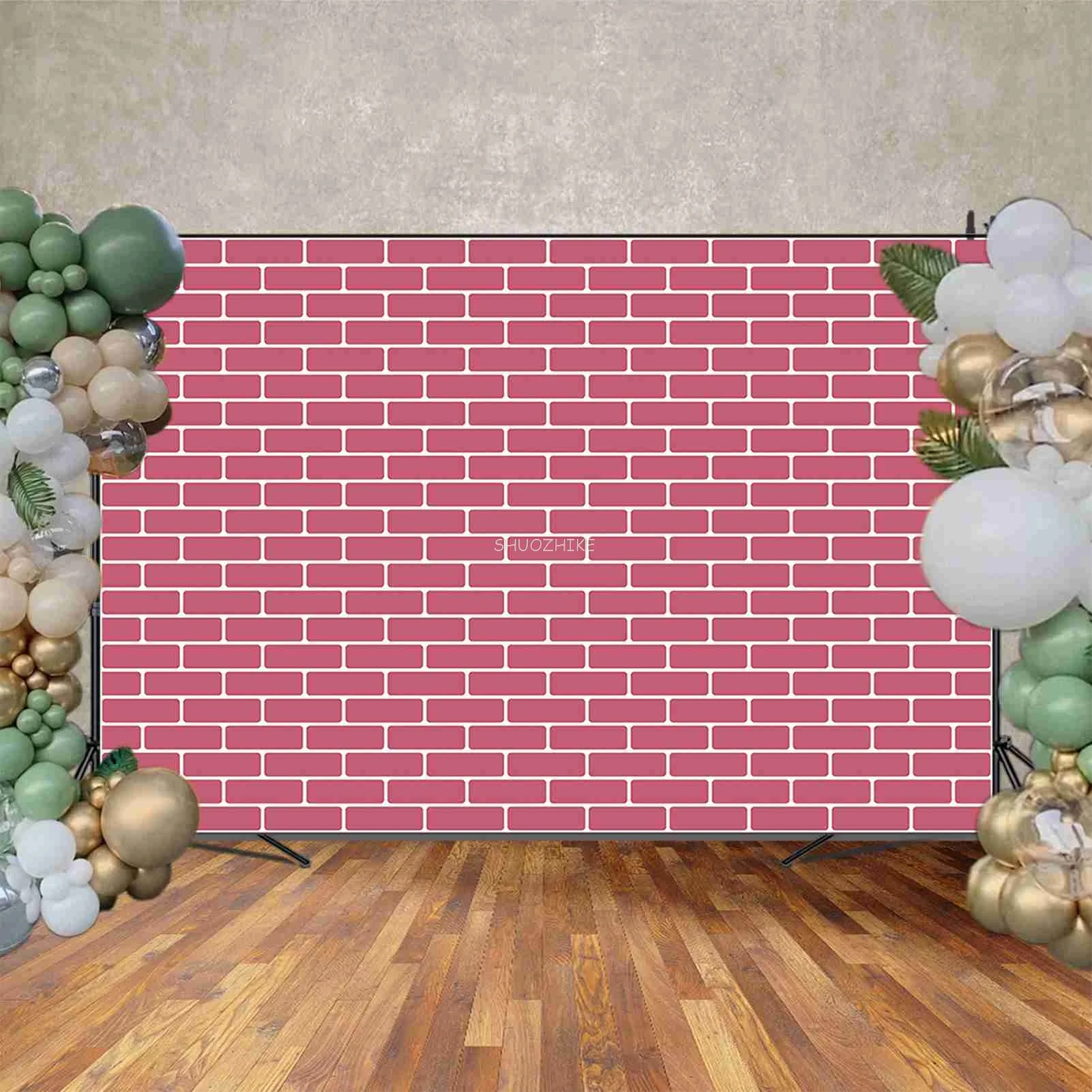 Brick Wall Backdrop for Photoshoot White Red Photo Studio Background Birthday Product Photography Decoration Supplier