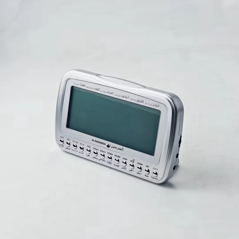 Orologio da tavolo retroilluminato Allarmi di preghiera islamica Azan Athan Orologio da tavolo Direzione display Orologio digitale Allarmi Orologio A