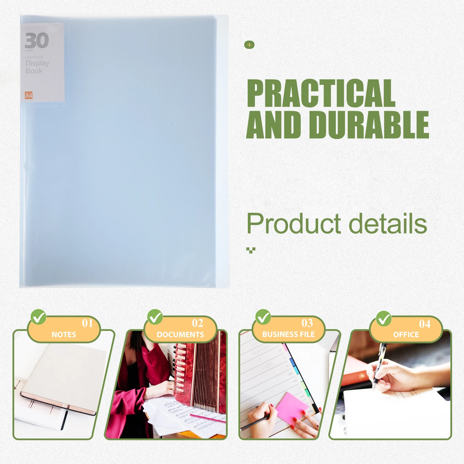 Multi-Function A4 File Binder Folder Waterproof Document Organizer Sheet Music Storage Pouch for Office School Personal Display