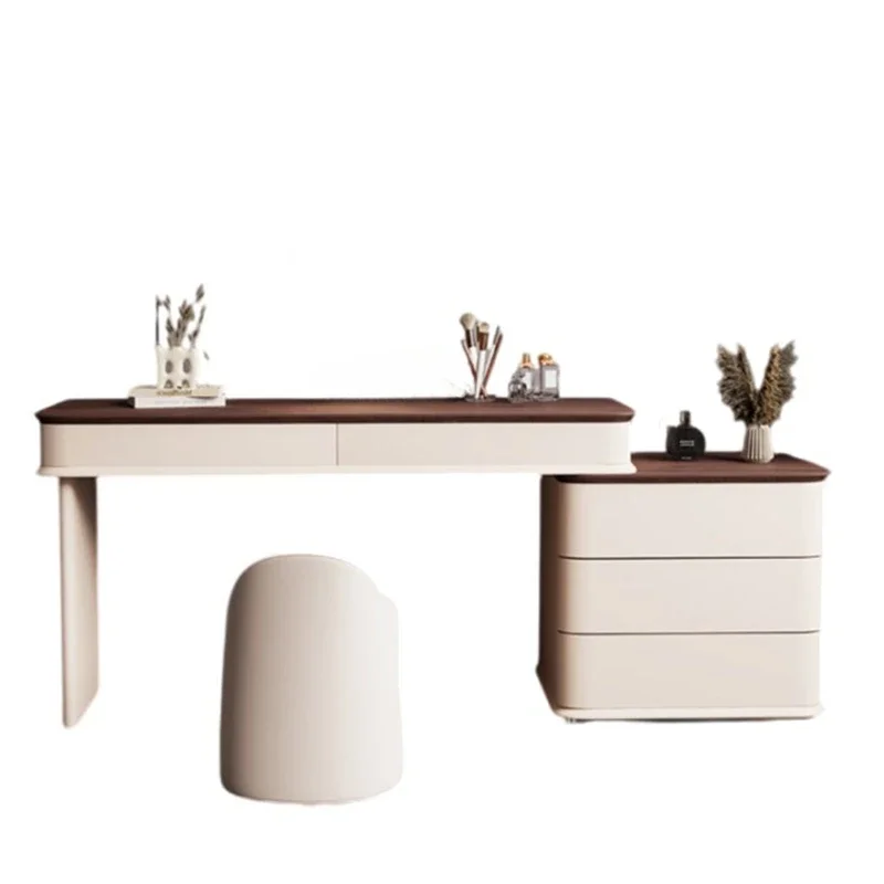 White Desings Minimal Dresser Nordic Led Light Modern Wooden Dressing Table Makeup Mirror Tocador Maquillaje Furniture Bedroom