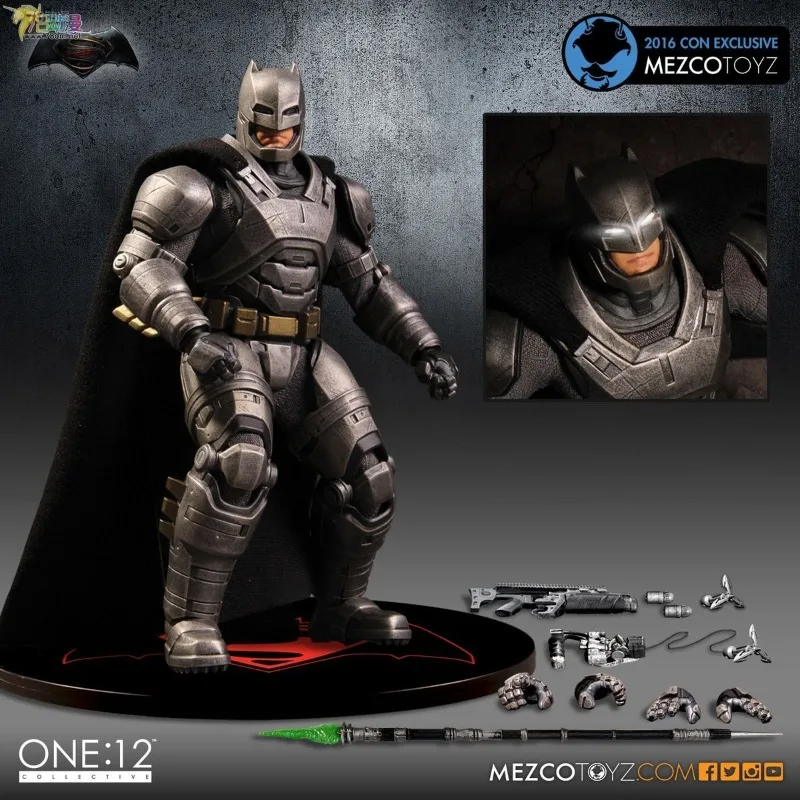 Mezco Toyz Oryginalna seria Batman kontra Superman Batman Heavy Armor Edition Anime Figurka Model Zabawki Ozdoby Prezenty dla chłopców