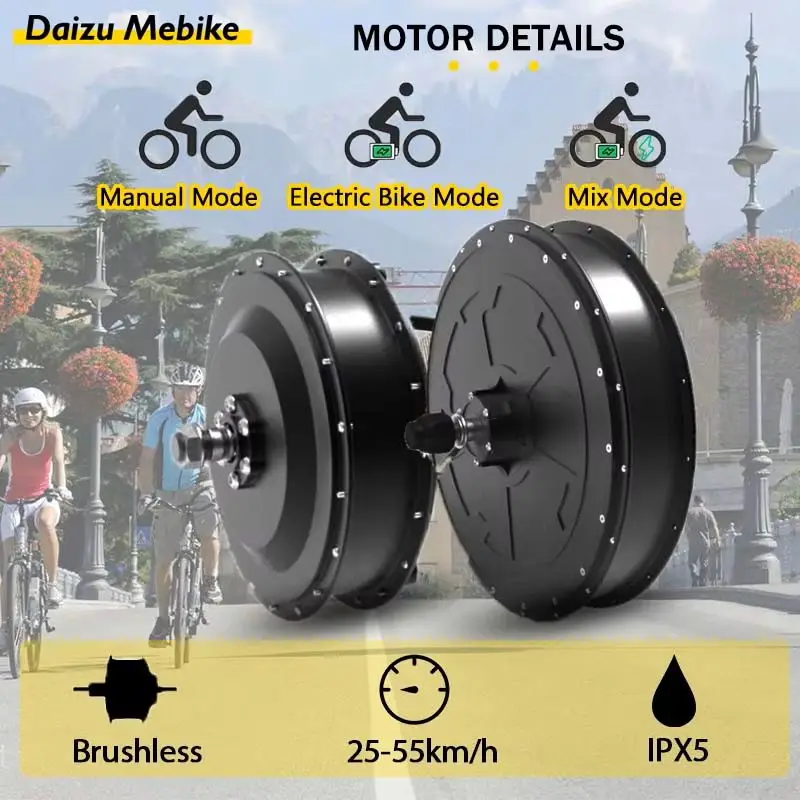 48V 1500W 2000W Electric Bike Brushless Gearless Hub Rear Motor for 26”27.5”700C Wheel V/Disc Brake Ebike Accessories