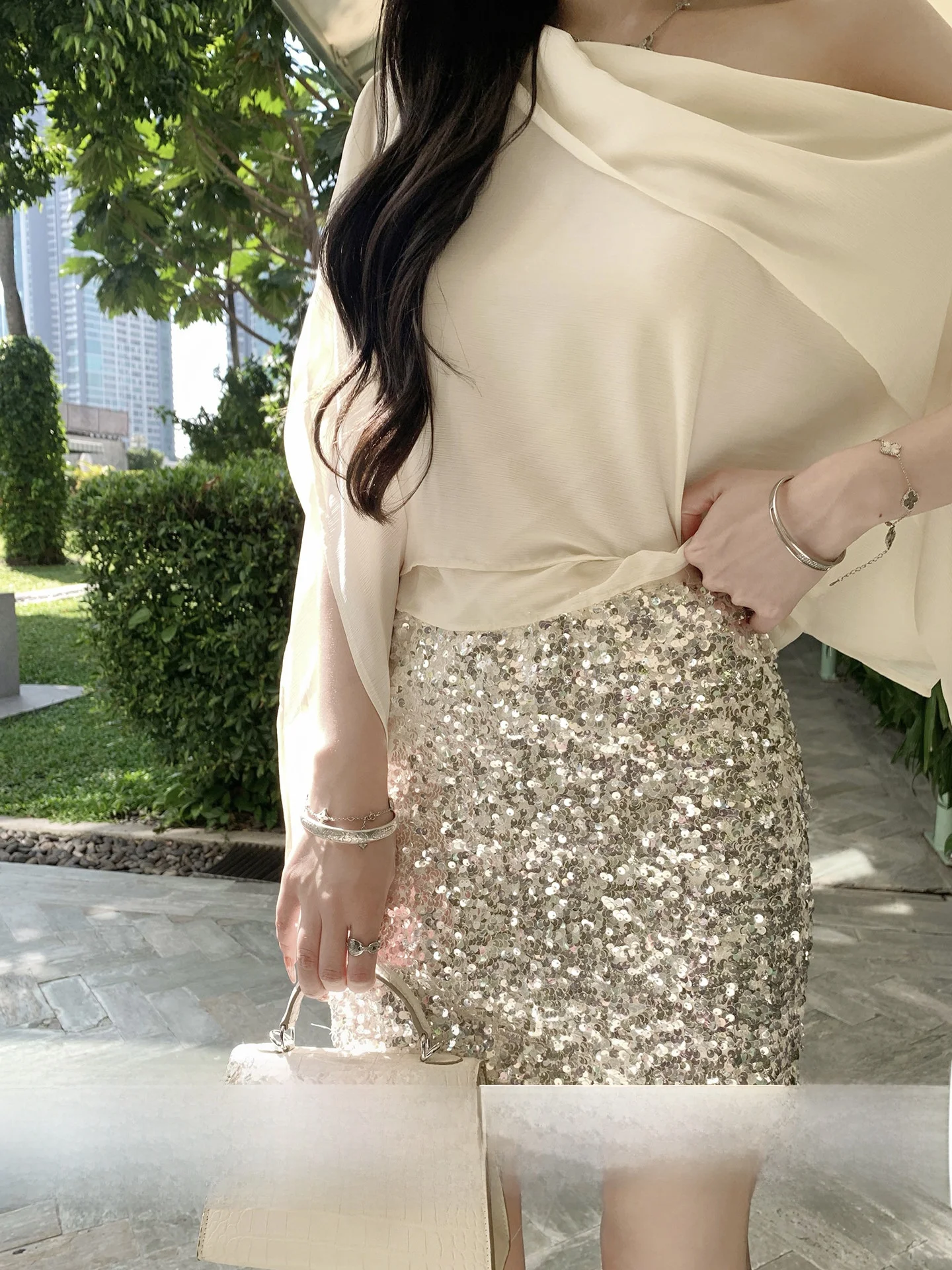 

Юбка YOLI с высокой талией и пайетками, женская, облегающая, осенняя, модная, цвета хризантемы, универсальная короткая юбка из полиэфирного волокна