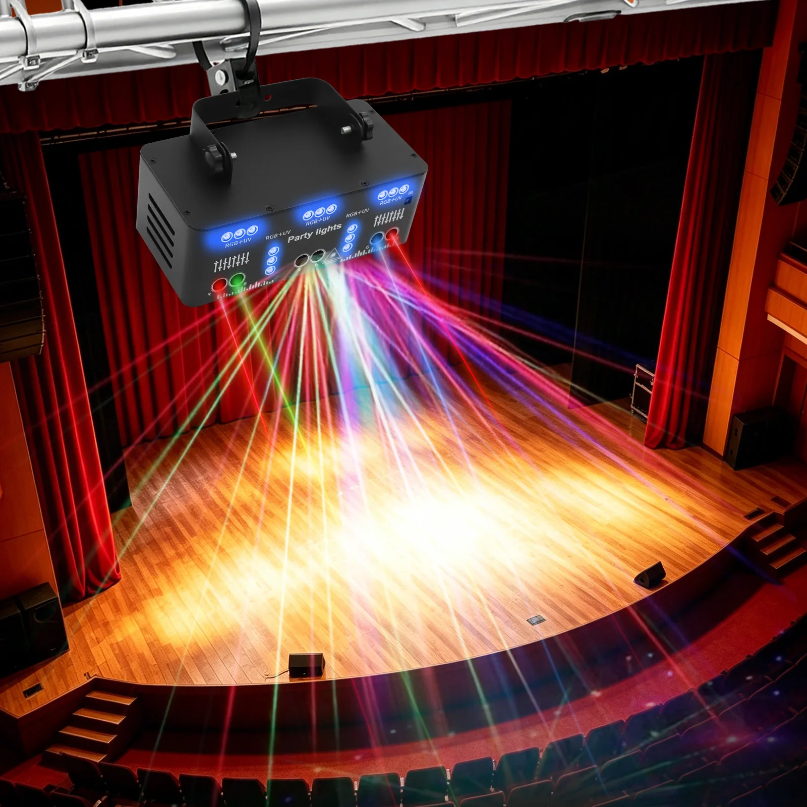 21-Loch LED RGB Licht Disco-Scheinwerfer mit Fernbedienung, DJ-Party-Projektor, 4 Steuermodi, Scanner-Strahl für Bar-Shows und Geburtstage