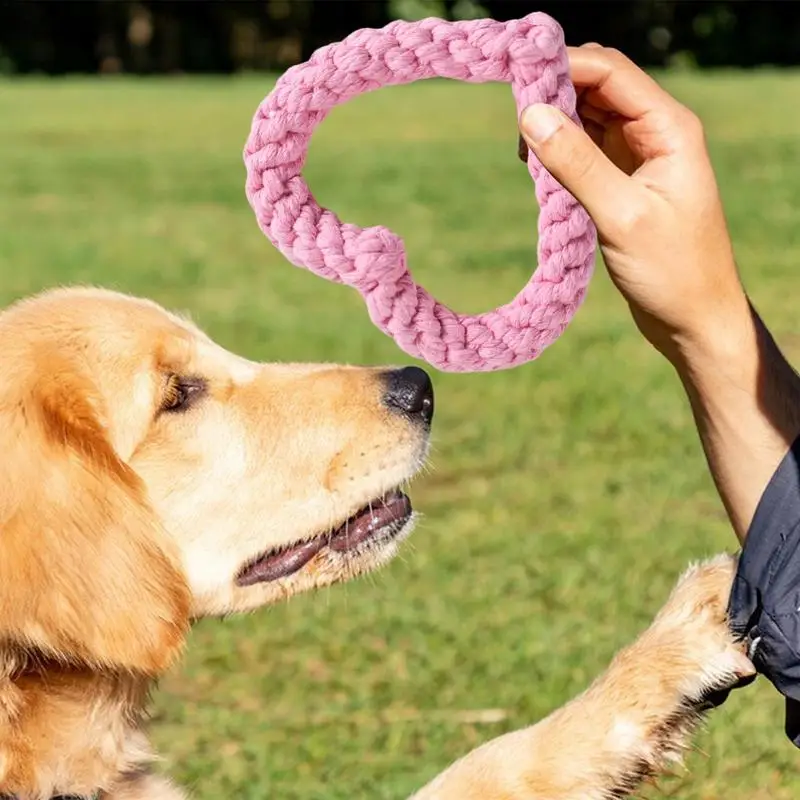 Valentine's Day Heart Shaped Dog Rope Toys Durable Cotton Pet Chew Toys Festival Entertaining Game