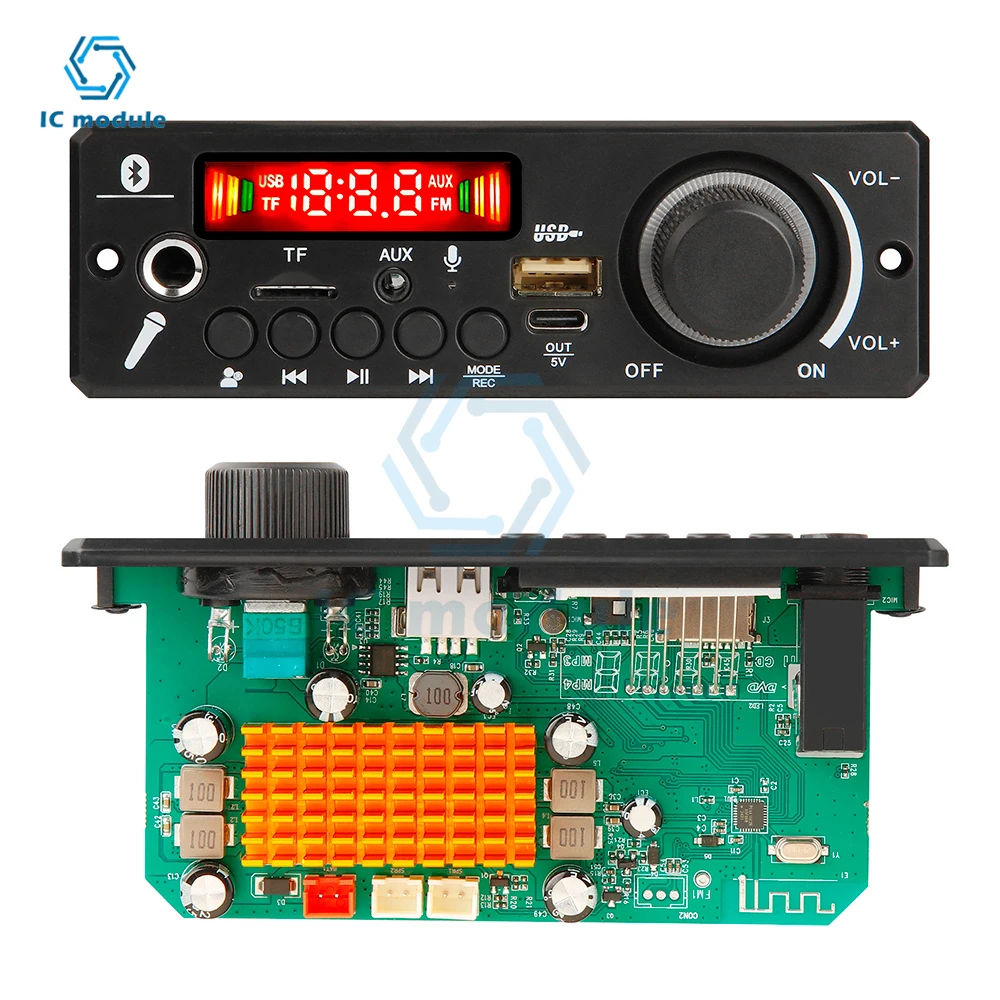 DC 8-26V MP3 Bluetooth Decoding Board Audio Decoding Module Power 2 * 100W With Power Amplifier Car USB MP3 Player TF FM