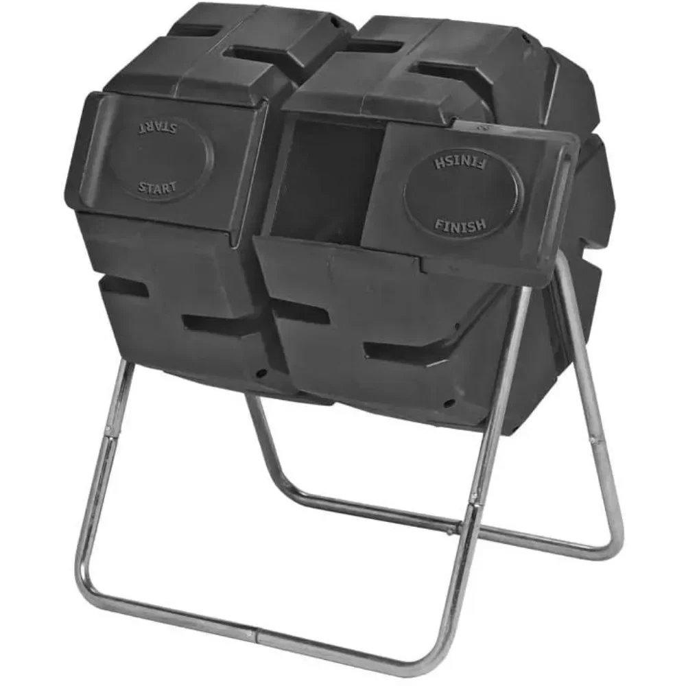 

Dual Batch Compost Tumbler 100% Recycled Plastic Outdoor Compost Bin Heavy Duty Dual Rotating Tumbling Composter Bin Holds