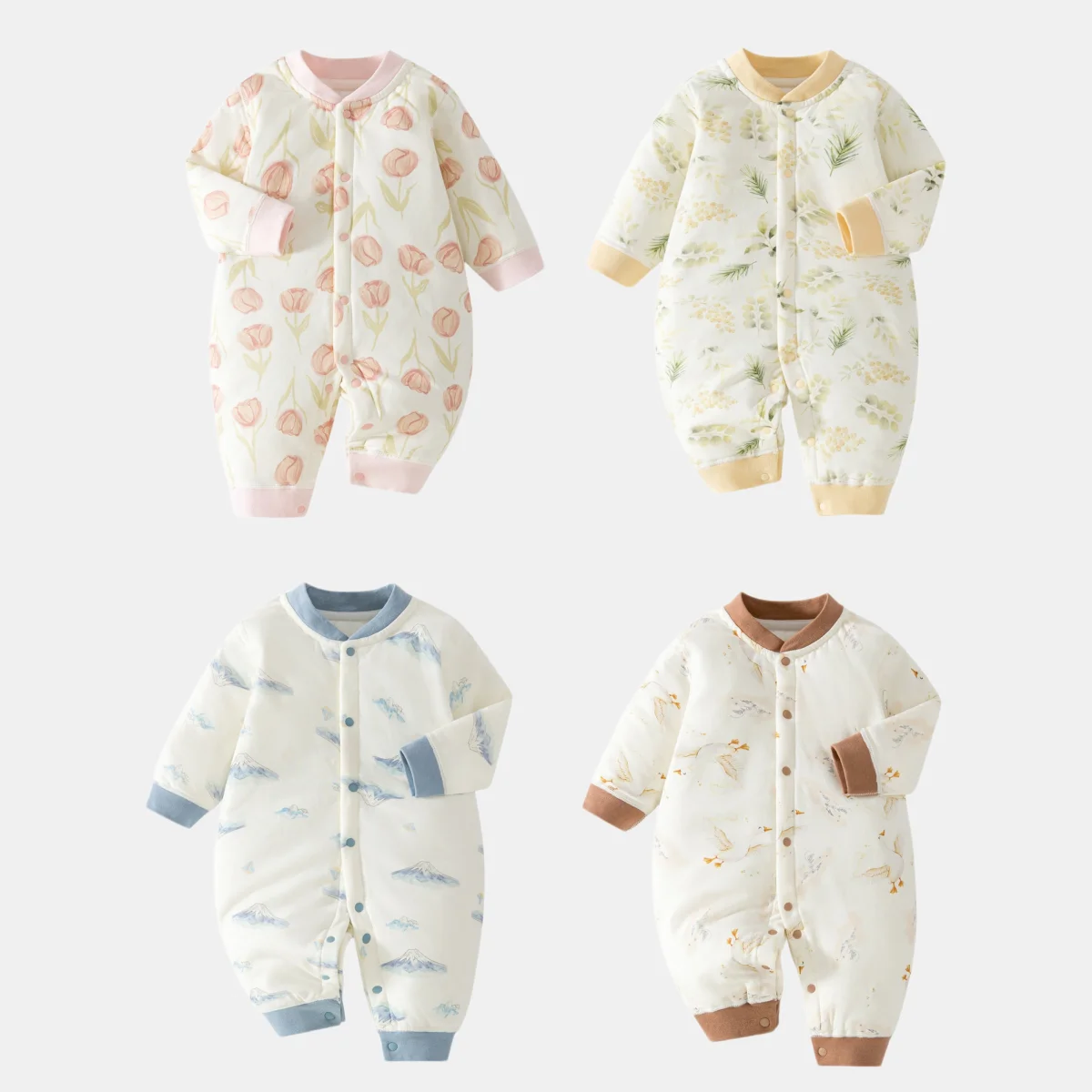 Newborn Baby Girl Romper Floral - 2026 Autumn Baby Newborn Bodysuit Floral