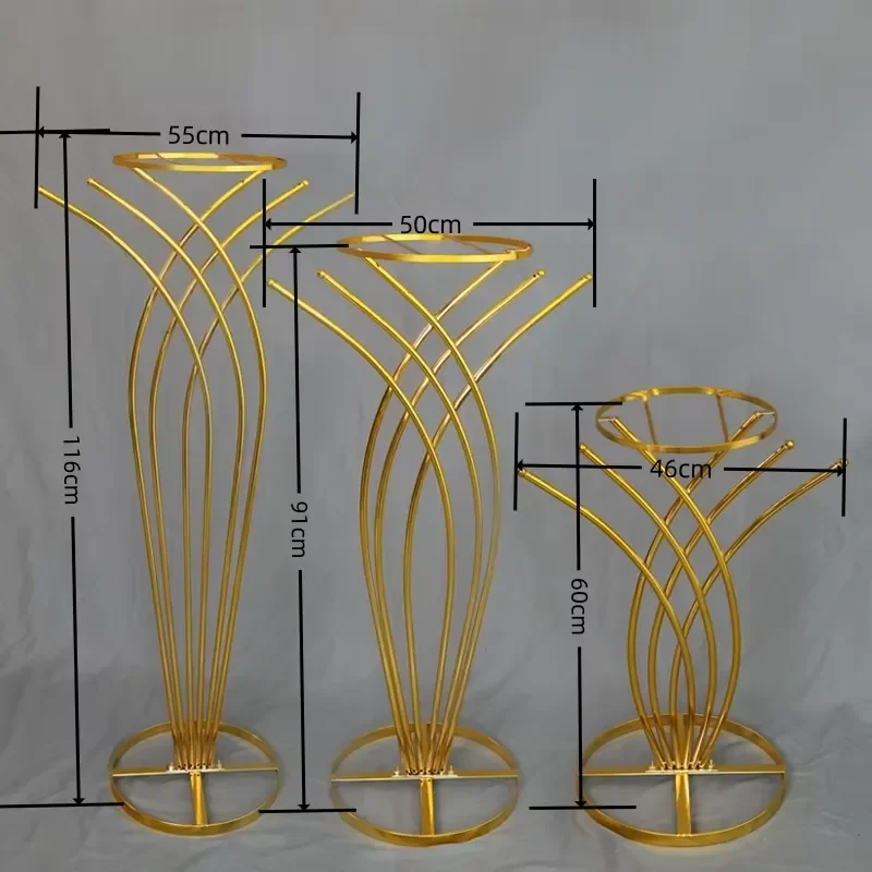 Gold Metal Wedding Flower Stand Elegant Vintage Chinese Style Aisle Road Lead Decoration Modern New Arrival Wedding Accessory