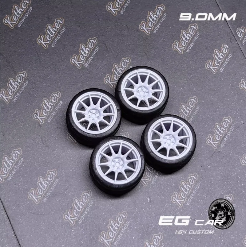 محور عجلة معدل 1/64 EG BRW08/GT-N/vs5/CS 9.0/9.7 مللي متر عجلات راتينج (مع فرامل) مناسبة لسيارات موديل 1:64 تأتي مع الفرجار