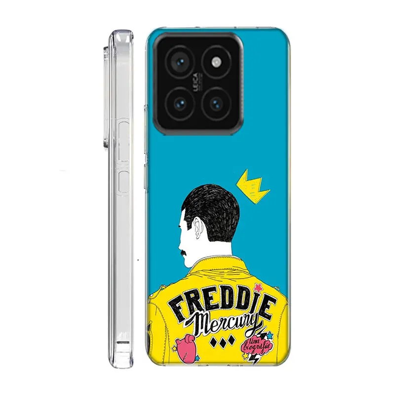 Rock Funky Freddie Mercury Queen Clear Phone Case For Xiaom Mi 12 12T 11T 10T 9T 13 11 10 9 8 Lite CC9 CC9E Pro 6X 5X A1 A2 A3 C