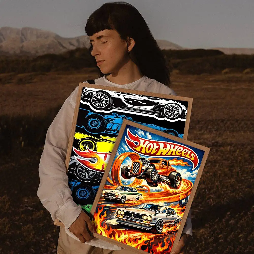 H-Hot Funny W-Wheels Anime Posters Sticky Whitepaper Sticker DIY Room Bar Cafe Kawaii Room Decor