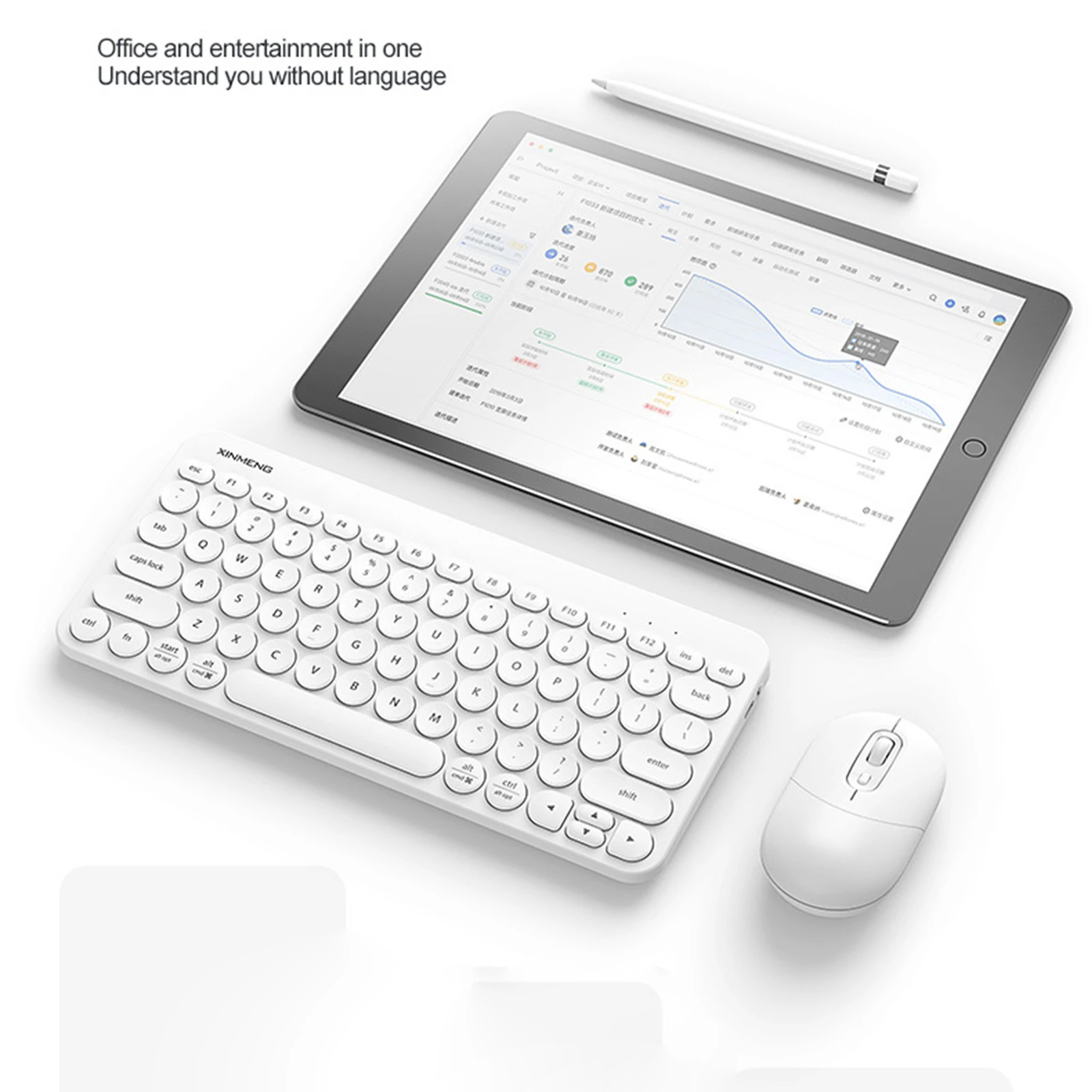 Sixignawo Keyboard dan Mouse Bluetooth, papan ketik nirkabel bahasa Inggris untuk Tablet ipad 8 Air 4 2020 10.2 Pro 9 11