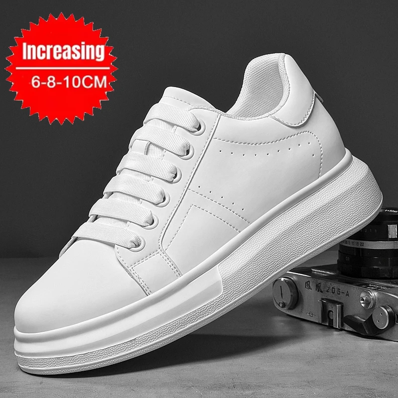 Platform Elevator Shoes Men Lifting Board Shoes Women Flat Sneakers Thick Sole Hidden Height Enhancing Increase Casual Shoes