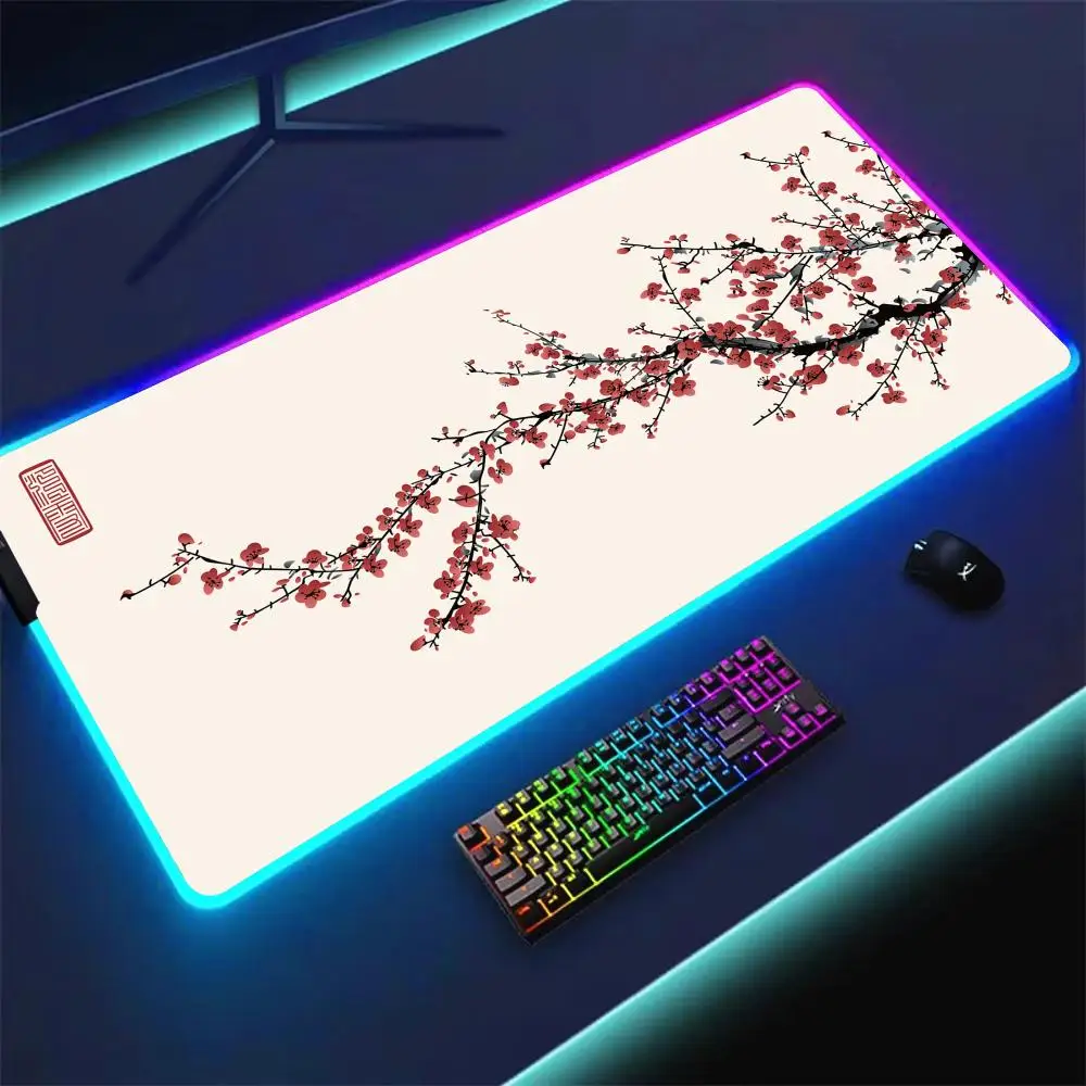 

Чернильный стиль, дизайн с рисунком сливы, коврик для мыши RGB, настольный коврик, игровые коврики, аксессуары для ПК, клавиатура, игровой коврик для мыши, офисный коврик