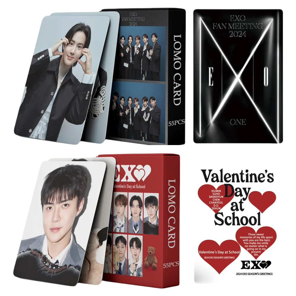 EXO Lomo Card 2024 EXO FAN MEETING Lomo Photocard Gift for Fans Party Decorations 55pcs/pk