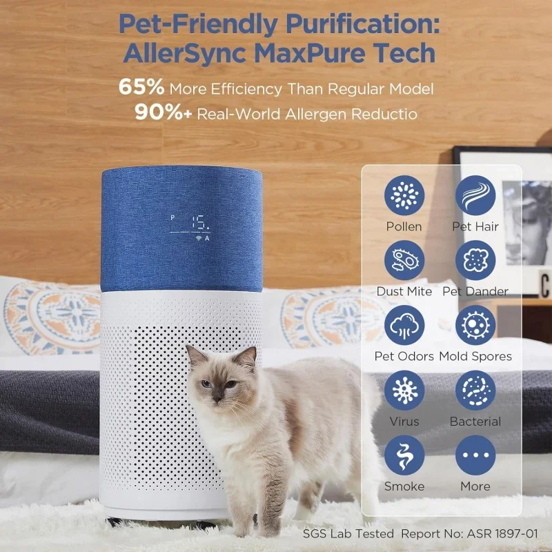 CleanForce® Air Purifiers for Home Large Room Up to 2550 ft²,HEPA  Air Cleaner with WIFI,Allergy Friendly® Certified, Rainbow