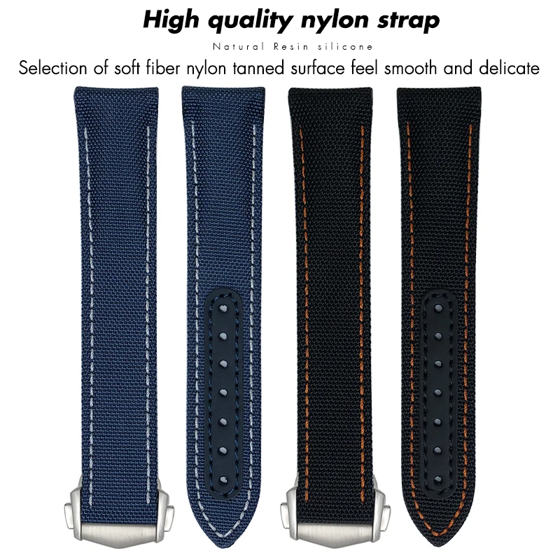 19mm 20mm 21mm Nylon Watchband for Omega Seamaster Diver 300 AT150 Blue Moon Canvas Fabric Watch Strap Quality Pointed Buckle