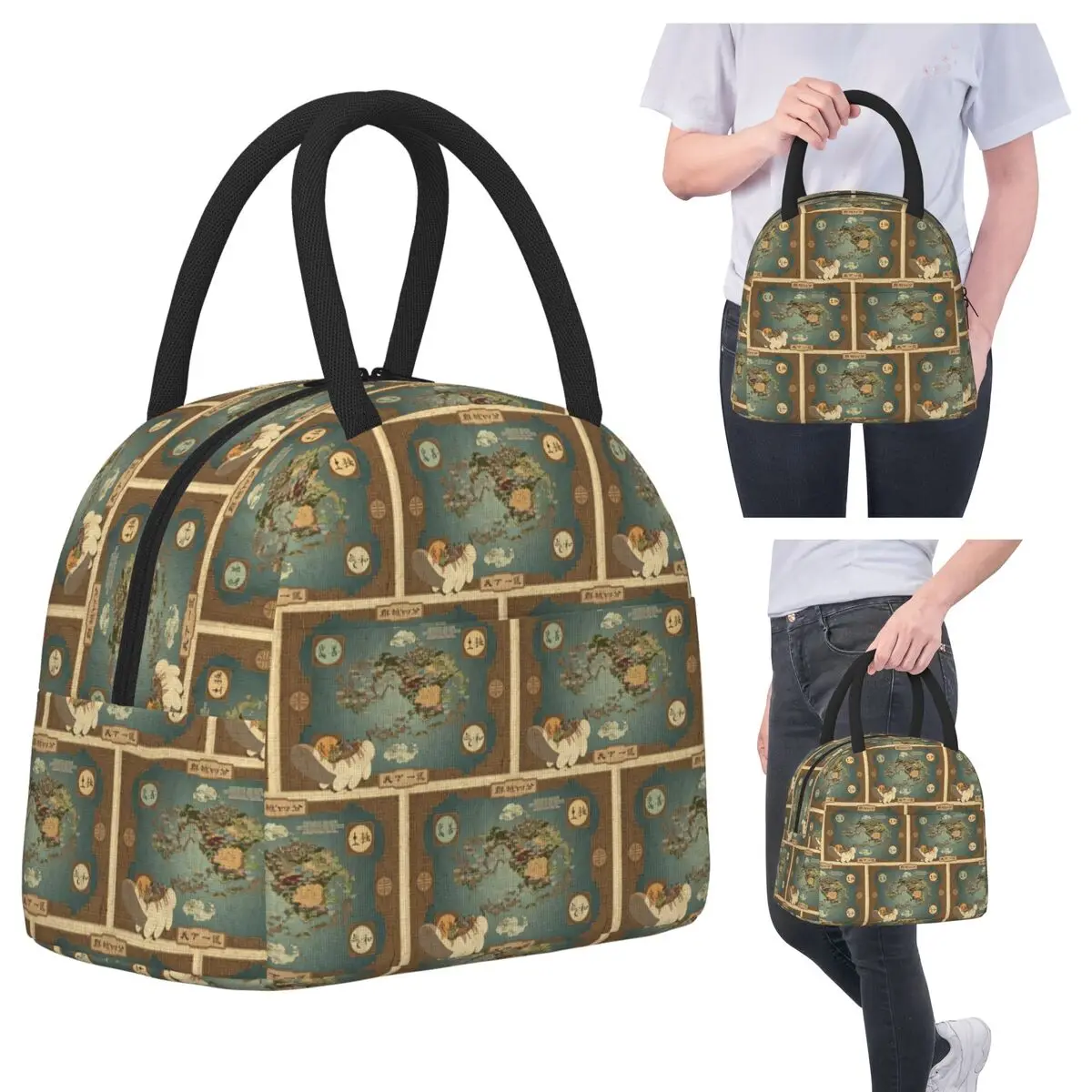 Bolsa de almuerzo aislada con mapa de Avatar The Last Air Bender para niños, refrigerador escolar, caja térmica para alimentos, bolsa, loncheras a prueba de fugas, contenedor