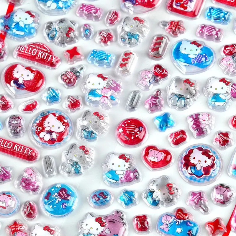 Kawaii مرحبا كيتي كريستال 3D ملصقات الإغاثة الإبداعية الطرفية الحالات الهاتف الديكور طالب مكافأة ملصقات هدايا عيد الميلاد