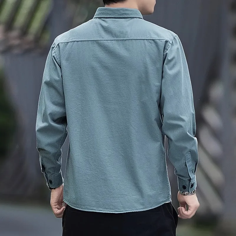 Csa de Trabalho Masculina de Manga Longa para Primavera e Outono, Resistente ao Uso, Tamanho ande, Estilo Americano Simp...