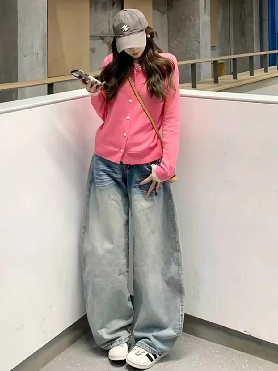 

plus Size American Style Knife Jeans Women's Spring Summer Low Waist Slim Straight Wide Leg Pants Pear Shape Body