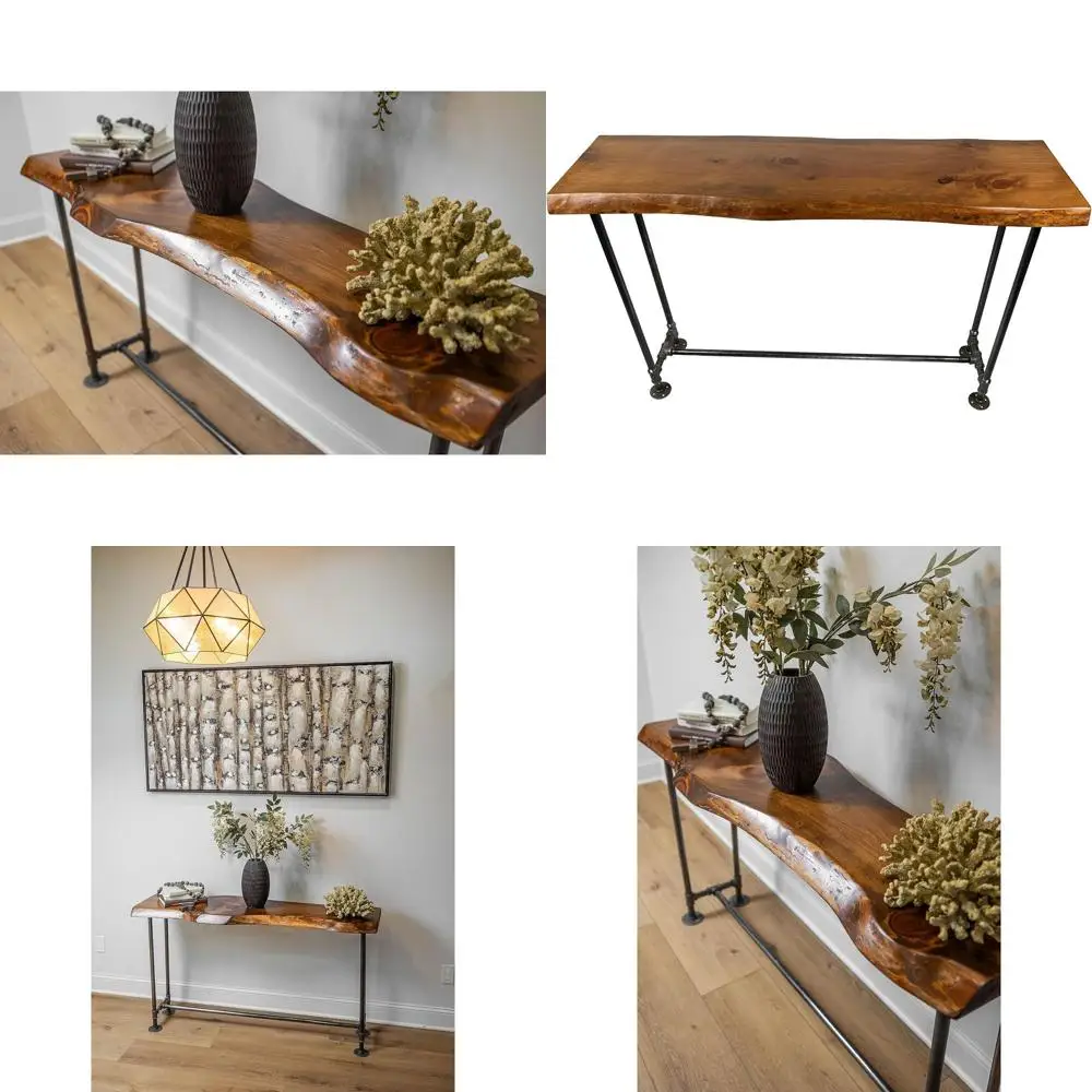 

Деревянный журнальный столик из сосны с необработанным краем для прихожей или за диваном