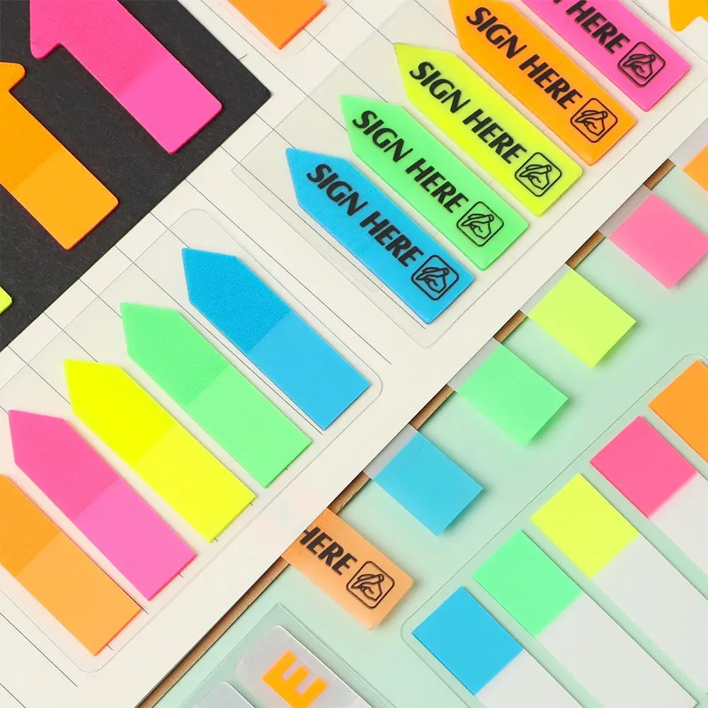 1 แพ็คสีเรืองแสง Sticky Notes Index Flags Bright สีหน้าสติกเกอร์ MeMO Pad โรงเรียนอุปกรณ์สํานักงานเครื่องเขียน