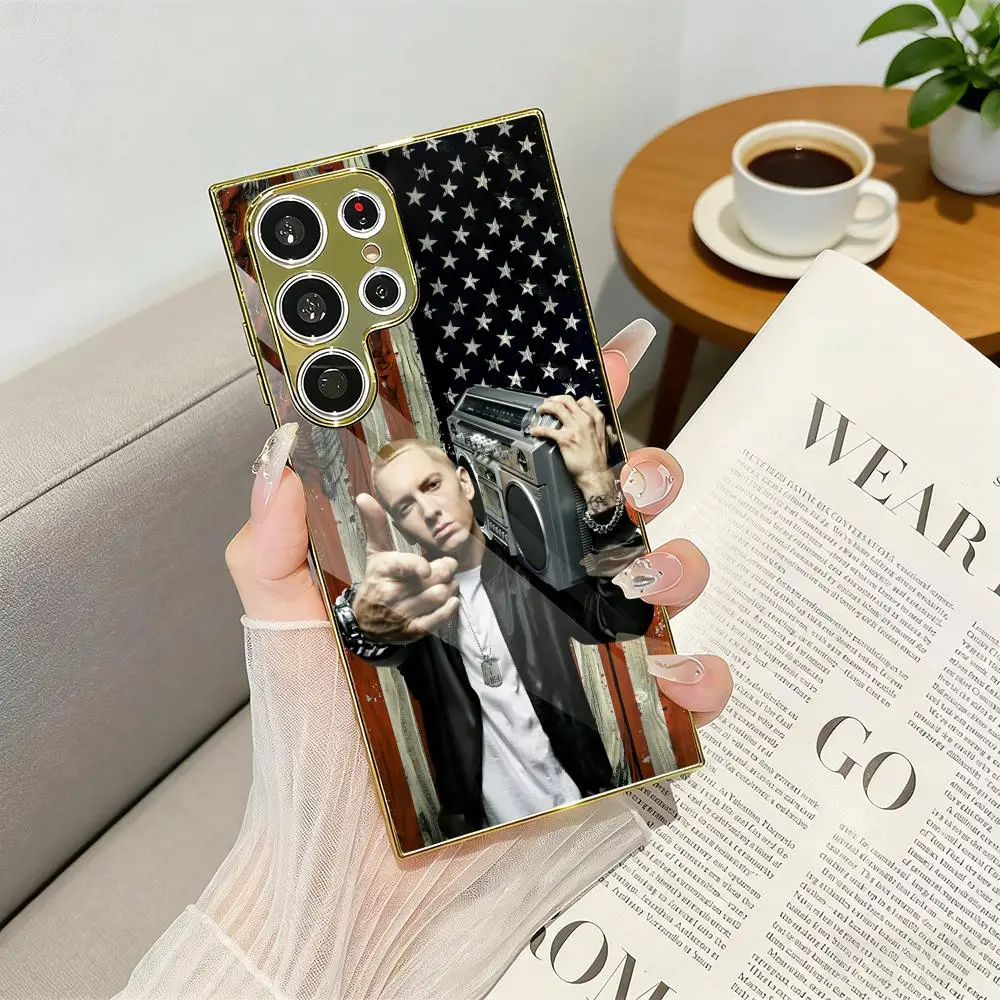 Rapper E-Eminem Handyhülle Galvanisierter Metallrahmen-Schutz für Samsung Galaxy S25 S24 S23 Ultra Handycover