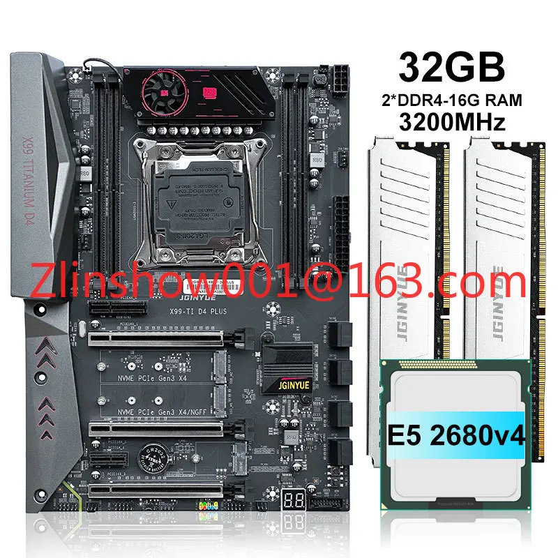 X99-TI D4 PLUS Motherboard Kit E5-2680V4 CPU 32GB 3200MHZ RAM DDR4 LGA 2011-3 X99 Motherboard Combo