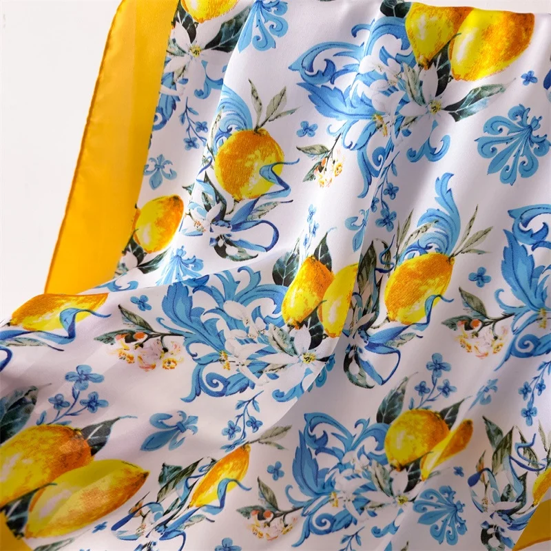 Luxury Print Spring Neck Tie Shawl Silk Square Scarf Women Wraps Female 70cm Hair Hand Wrist Headkercheif Hijab Bandana - view 5