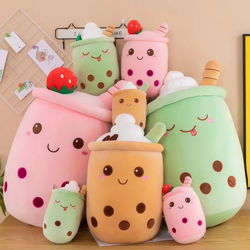 24CM Kawaii Boba fruta burbuja té Panda de dibujos animados juguete de peluche animales lindos comida té de la leche juguetes suaves decoración de la habitación almohada regalos