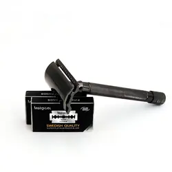 Aluminum Alloy Handle Double Edge Safety Razor with 5 Blades - Ideal for Women and Men's Grooming