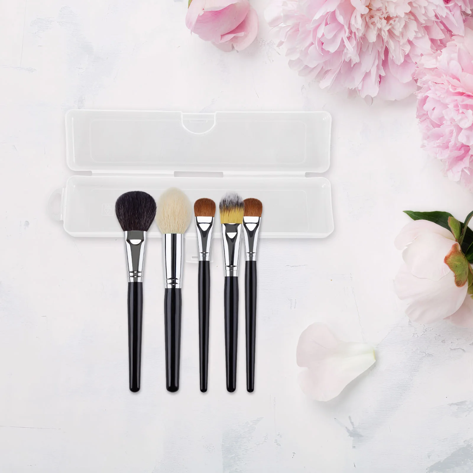 

2Pcs Makeup Brush Holder Portable Organizer Lid Travel Brush Pencil Storage Case Eyebrow Eyeliner Container