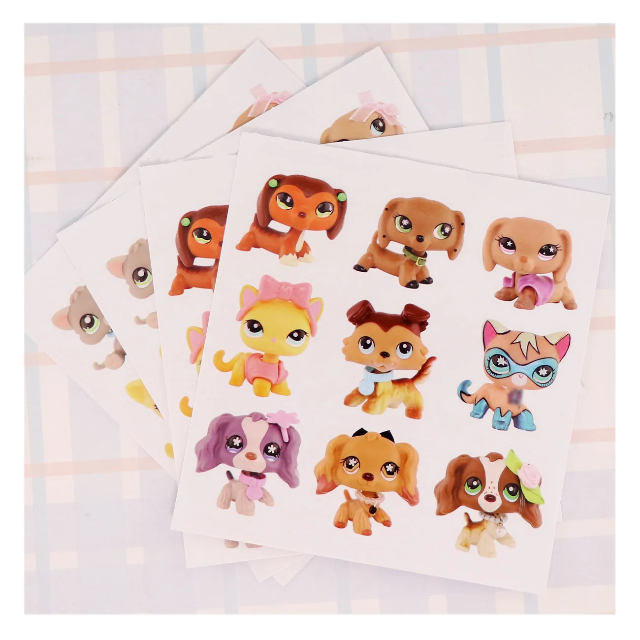 Pet Shop Pink Shorthair Cat #2291 Glittery Eyes Collie #1262 with Beanies Scarf Cute Toy